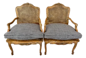 Stunning French Louis XV / Provencial Style Caned Armchairs - A Pair