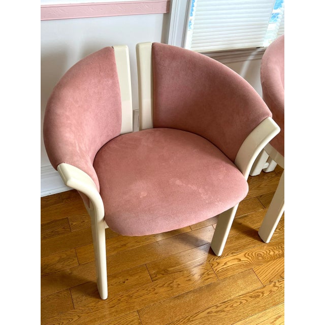 Textile 1980 PostModern Lacquer Pink Velvet Club Chairs - a Pair For Sale - Image 7 of 13