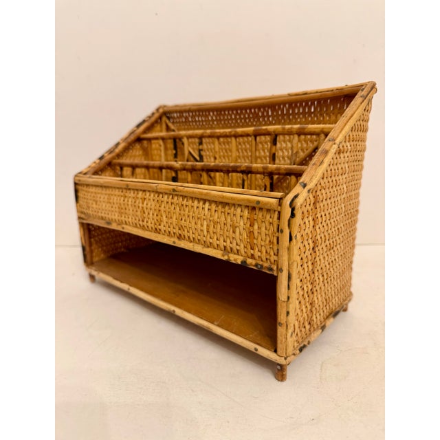 Vintage Bamboo & Rattan Letter Holder Desk Organizer 3 Piece Set For Sale - Image 10 of 12