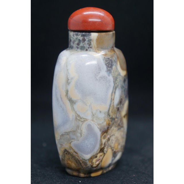 Vintage Jasper Pudding Stone Snuff Bottle For Sale - Image 4 of 9