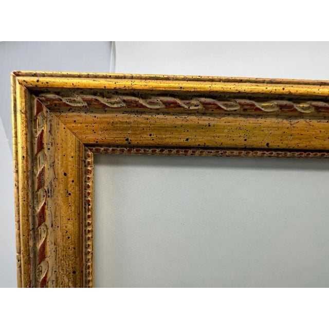 Vintage Italian Red Bole Gold Gilt Wood, Easel Back Picture Frame Under Glass For Sale - Image 14 of 14