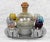 Mid-Century Glass Cherry Blossom Liquor Decanter Serving Set & Etched Shot Glass For Sale - Image 4 of 10