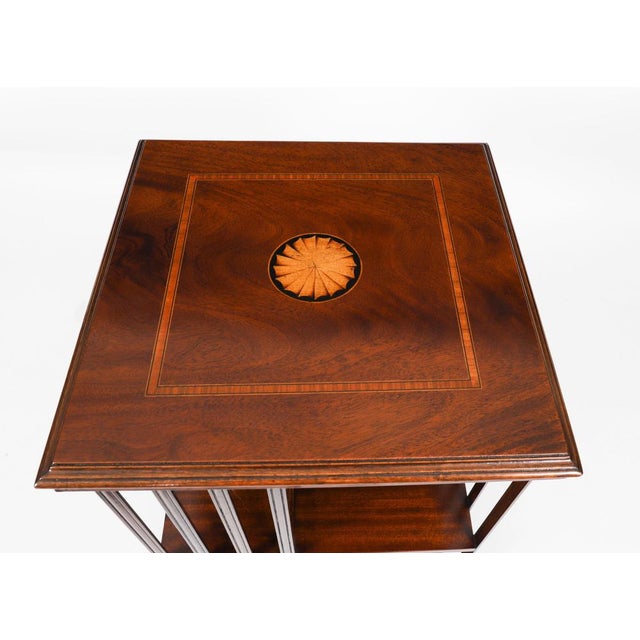 Vintage Inlaid Mahogany Revolving Bookcase, 1980s For Sale - Image 4 of 11