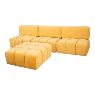 Modern Custom Mellow Yellow Sofa- 4 Pieces For Sale