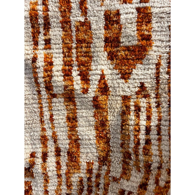 Ivory and Orange Striped Rug For Sale - Image 9 of 9