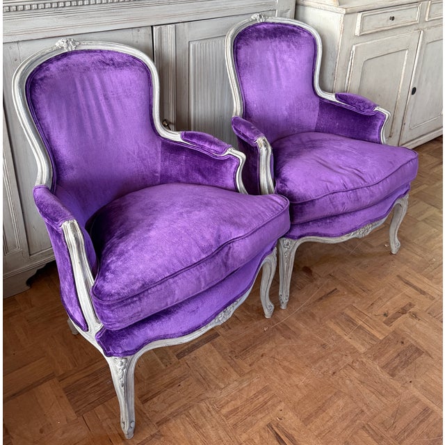 Gustavian Bergeren Armchair in Velvet, Set of 2 For Sale - Image 5 of 5