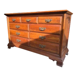 Late 20th Century Vintage Thomasville Chippendale Style Solid Cherry Dresser