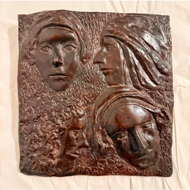 Leonard Baskin (1922-2000) Jewish Matriarchs, Sarah, Rebecca, Rachel and Leah with Hebrew calligraphy Bronze, 1998 9.5 X 9...