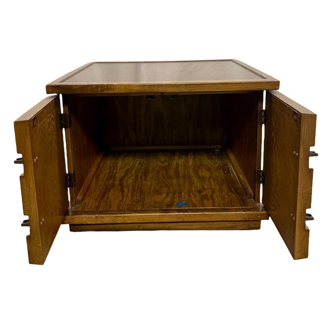 Vintage Mid Century Lane Brutalist Square Walnut Side Table Chairish