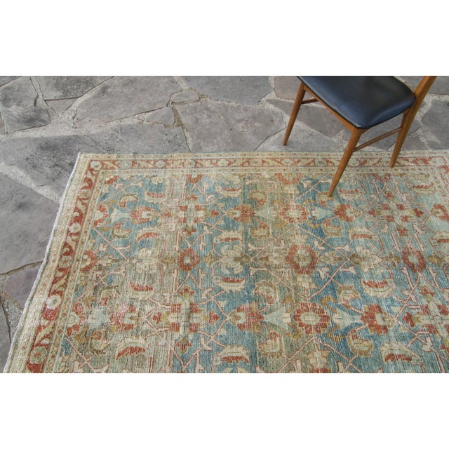 Traditional 1940s Vintage Allover Blue Terra Cotta Hand Knotted Rug - 4’6” X 6’10” For Sale - Image 3 of 11