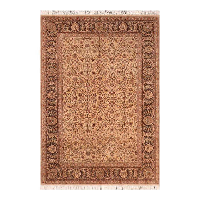 Shabby Chic 1990's Pak-Persian Taupe/Brown Wool Rug - 6'2'' X 9'6'' For Sale