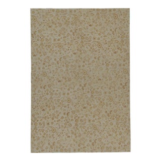 Rug & Kilim’s European Tudor Style Flat Weave in Gray With Gold Floral Pattern For Sale