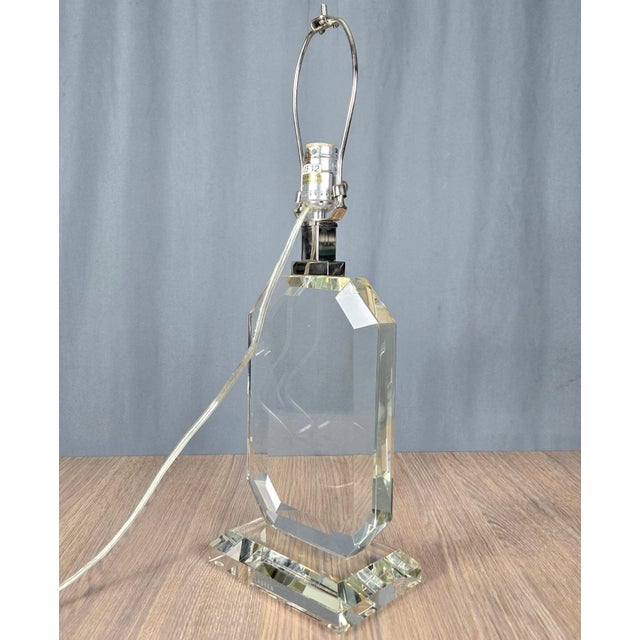 Art Deco 1990s Ralph Lauren Home Octagonal Faceted Crystal Table Lamp For Sale - Image 3 of 15