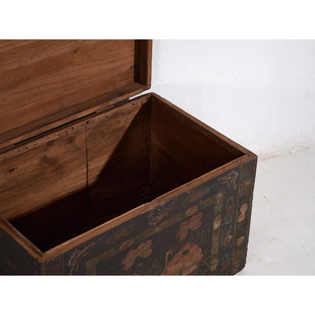 Antique Opera Chest with Lotus Flowers, China, 1900s For Sale - Image 4 of 10