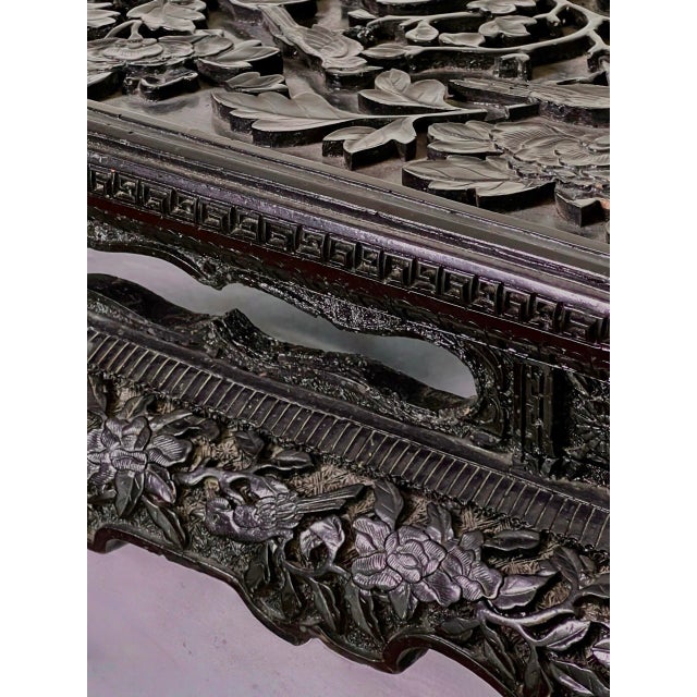 Chinese Black Lacquered Display Stand, Hardwood, Hand Carved, Rectangular, Early 20th C. For Sale - Image 15 of 18