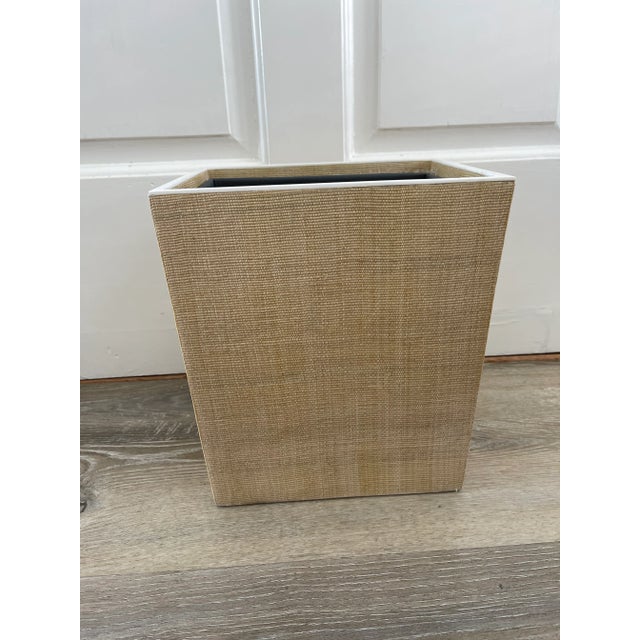 Wood Made Goods Pigeon & Poodle Maranello Beige/White Abaca Wastebasket For Sale - Image 7 of 7