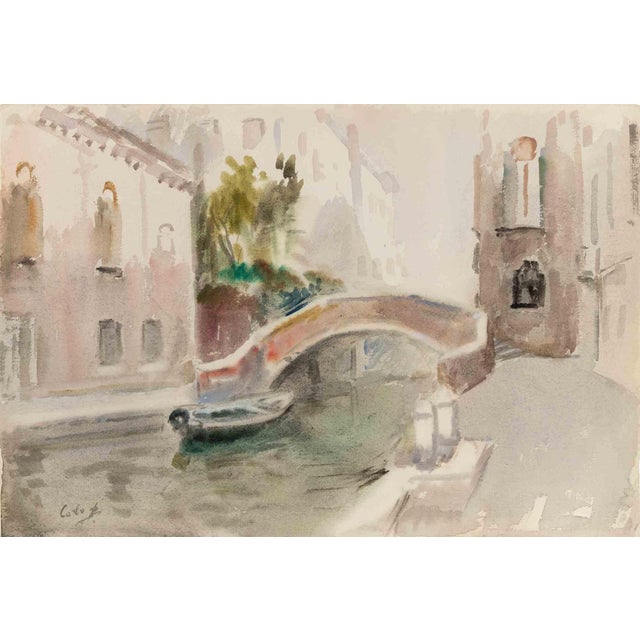 Carlo Ravagnan, View of Venice, Watercolor, 1970s For Sale