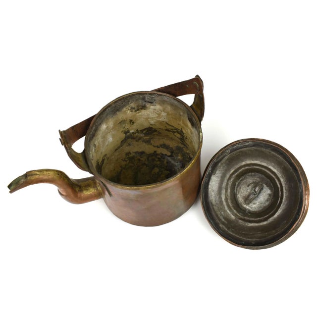 Antique 19th Century French Dovetailed Handmade Hand Hammered Copper Tea Kettle Pot For Sale - Image 10 of 12