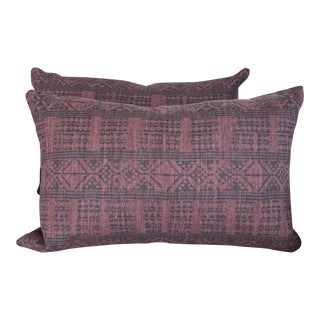Custom Peter Dunham Luxe Addis in Midnight Pasha Linen Pillows With Down Inserts- a Pair For Sale