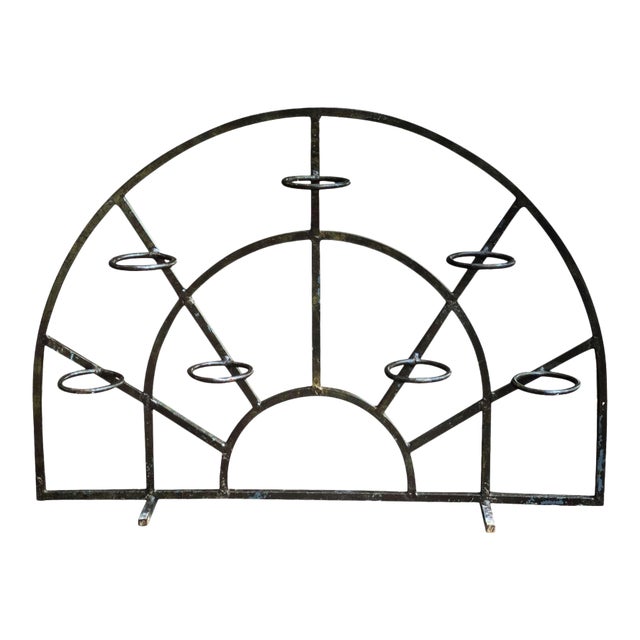 Vintage Sunburst Black Iron Multiple Plant Stand For Sale