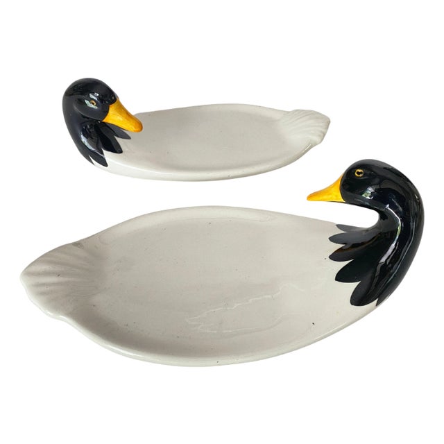 Ceramic Duck Butter Dishes, France, 1970s, Set of 2 For Sale