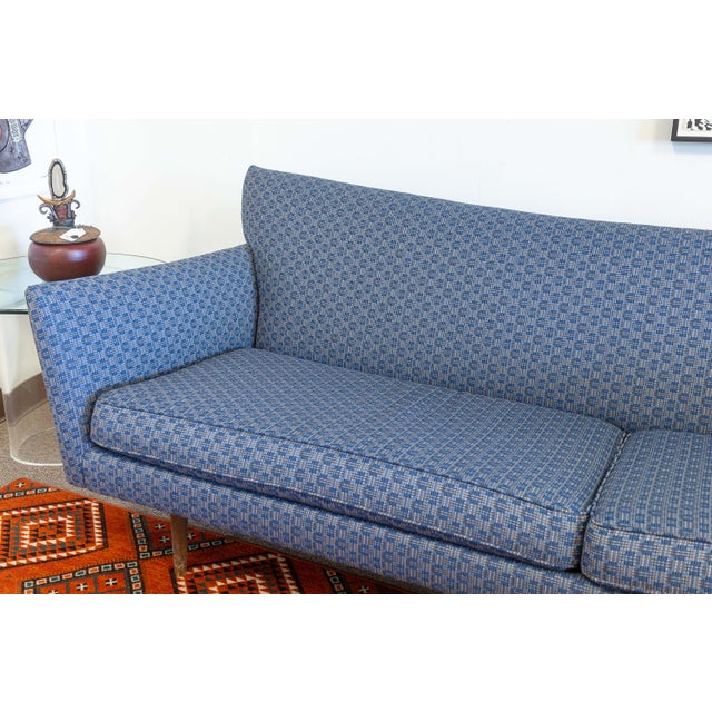 Vintage Paul McCobb Pagoda Blue Fabric Mid Century Modern Sofa For Sale In Detroit - Image 6 of 8