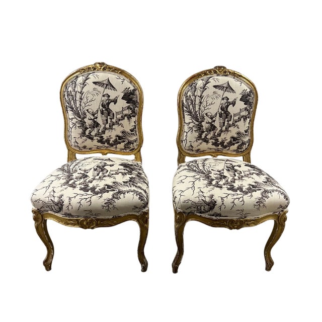 Custom Chinoiserie Toile Giltwood Chairs - a Pair For Sale - Image 12 of 12