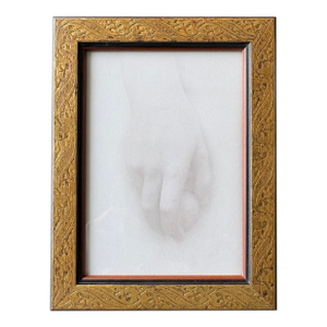 2026 Jefferson Hayman Repro Print of Feminine Hand Holding an Egg, in Vintage Gold Wood Frame