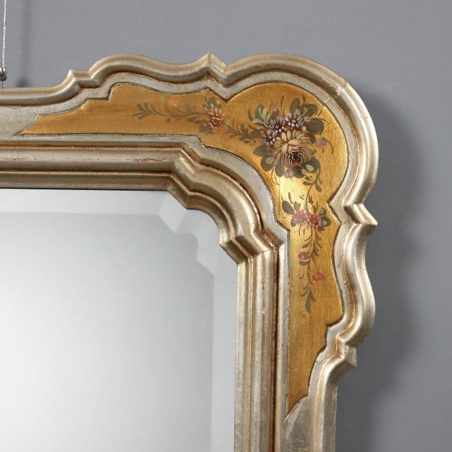 Gilded Wood Mirror with Faux Silver and Gold Leaf Finish For Sale - Image 5 of 9