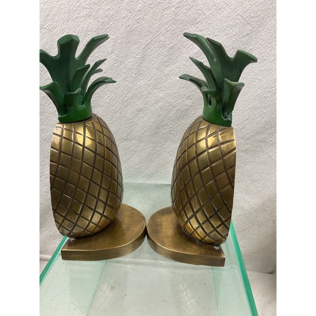 1990s Pair of Solid Brass Pineapple Book Ends For Sale - Image 4 of 8