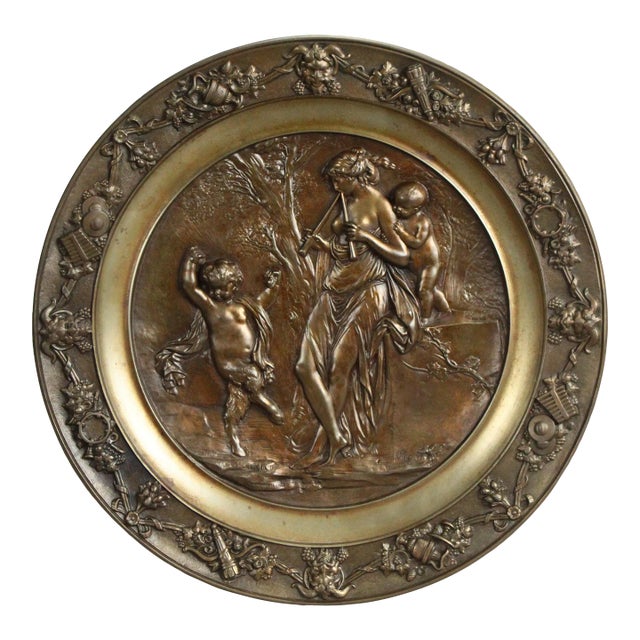 19th Century Patinated Bronze Charger Neo-Classical Scene, After Clodion (French, 1738-1814) For Sale