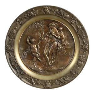 19th Century Patinated Bronze Charger Neo-Classical Scene, After Clodion (French, 1738-1814)