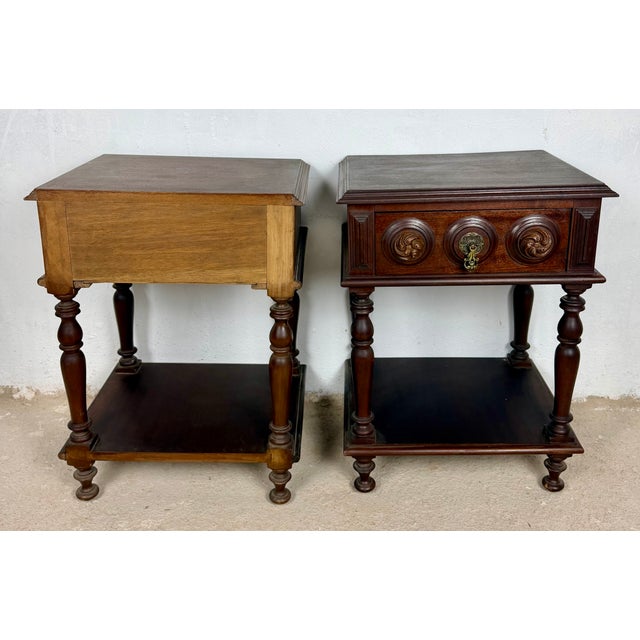 Spanish Carved Wood Nightstands, 1930, Set of 2 For Sale - Image 12 of 13