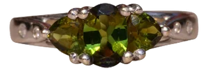 The Olive Island: Kornerupine Ring in White Gold