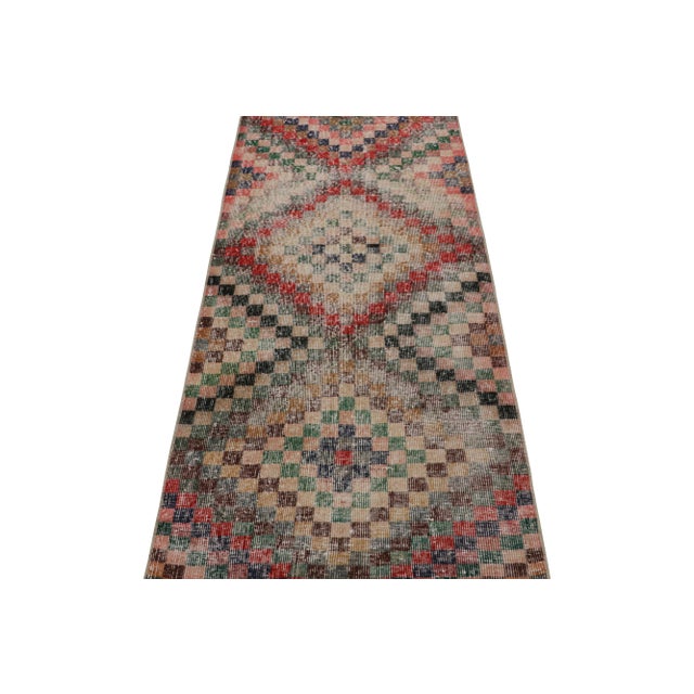 Mid-Century Modern Vintage Zeki Müren Runner Rug, With Geometric Patterns, From Rug & Kilim For Sale - Image 3 of 7