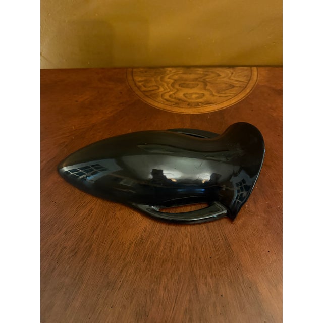 Antique Roseville Rosecraft Colors 1920 Art Pottery Black Wall Pocket 1237-10 For Sale - Image 6 of 11