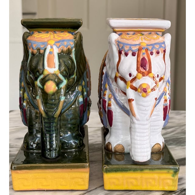 Vintage Asian Elephant Tabletop Plant Stands - A Set of Two For Sale - Image 11 of 16