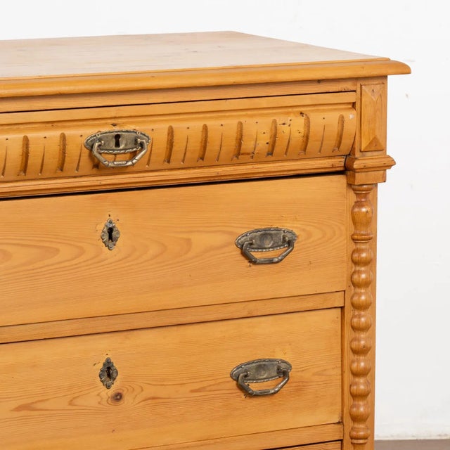 Wood Pine Chest of Four Drawers, Denmark Circa 1900 For Sale - Image 7 of 11