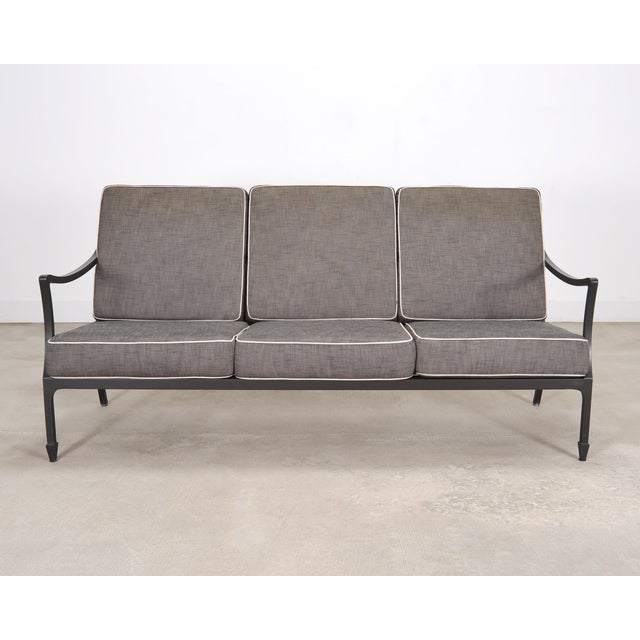 Neoclassical McKinnon and Harris Beaufort Aluminum Three-Seat Garden Sofa For Sale - Image 3 of 13