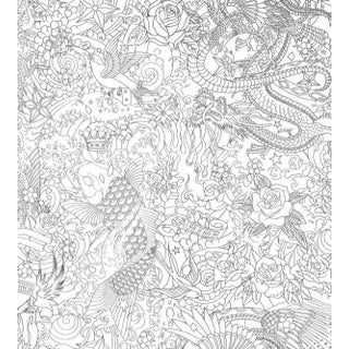 Sample - Jean Paul Gaultier for The House of Scalamandr�� Horimono Wallcovering, Argent For Sale