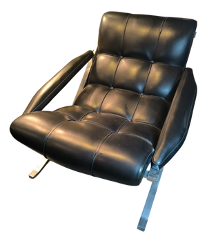 Vintage Lounge Chair in Steel with Black Leather, 1970s