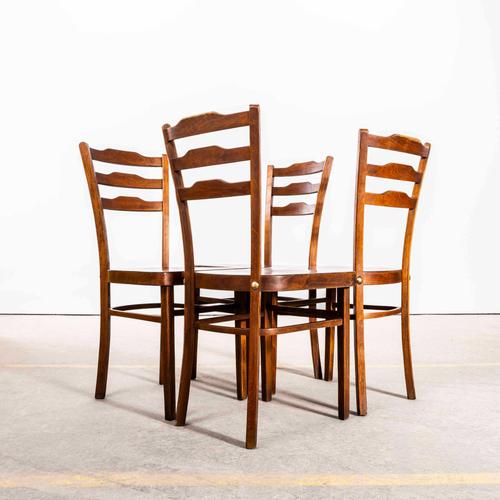 Oak Step Back Dining Chairs, 1950s, Set of 4 For Sale - Image 3 of 11