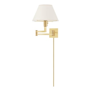 Mark D. Sikes 1 Light Leeds Plug In Wall Sconce, Aged Brass For Sale