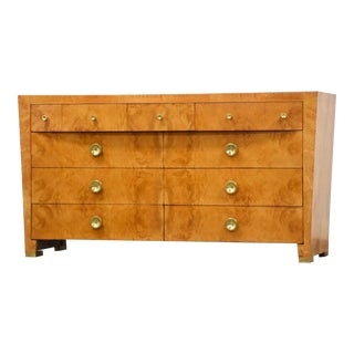 1950s Refinished Burl and Brass Dresser For Sale