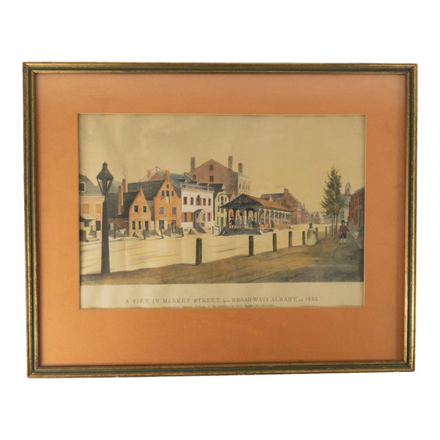 19th Century Hand Colored Lithograph of Albany New York Ca 1805 For Sale