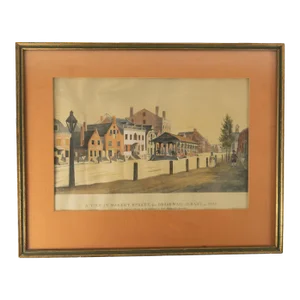 19th Century Hand Colored Lithograph of Albany New York Ca 1805