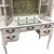 Vintage Vanity or Desk French Country Painted White Wire Doors Mirrored Top Multiple Drawers Wallpapered Interior Top For Sale - Image 4 of 12