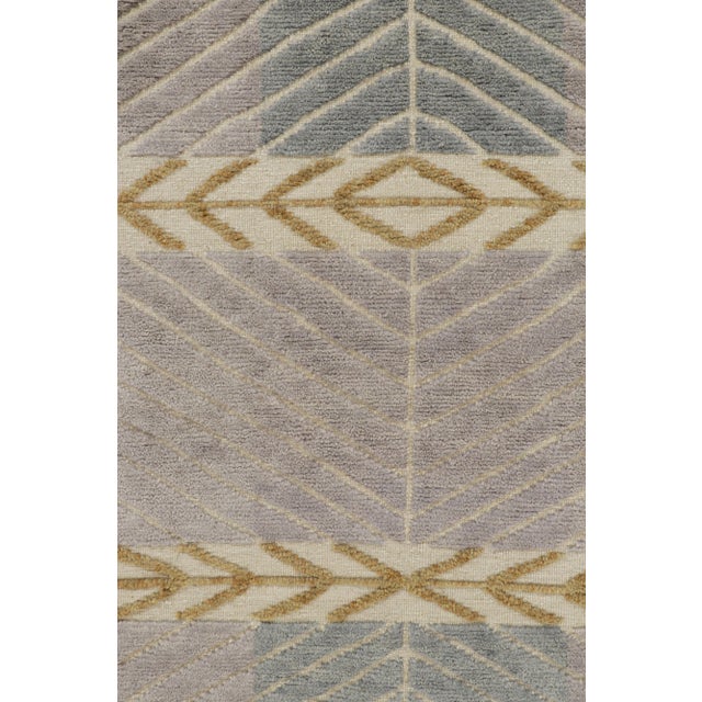 Mid-Century Modern Rug & Kilim’s Scandinavian Style Rug With Gray and Beige-Brown Geometric Patterns For Sale - Image 3 of 7