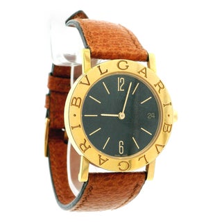 Vintage Bvlgari Bvlgari Bb30gl 18k Gold Black Dial Watch For Sale