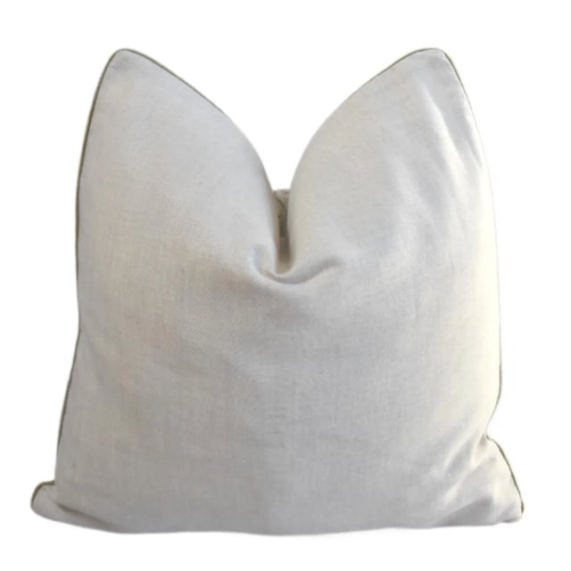 Green Designer Cowtan & Tout Designer Botanical Linen Feather/Down Pillow For Sale - Image 8 of 8